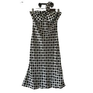 Y2K Laundry by Shelli Segal 100% Silk Dress, Size 10 , Black & Cream Halter